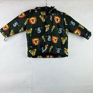 Childrens Place Toddler Boys Print Puffer Jacket Size 18-24 Month Green Tiger